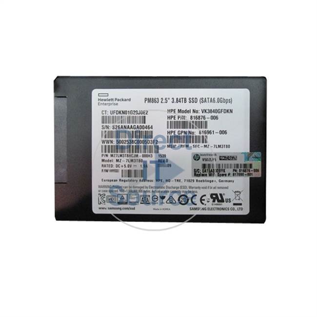 HP 816876-006 - 3.84TB SATA 6.0Gbps 2.5" SSD