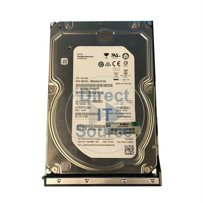 HP 818369-002 - 2TB 7.2K SAS 12Gbps 3.5" Hard Drive