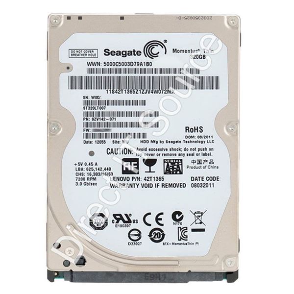 Seagate 9ZV142-071 - 320GB 7.2K SATA 3.0Gbps 2.5" 16MB Cache Hard Drive