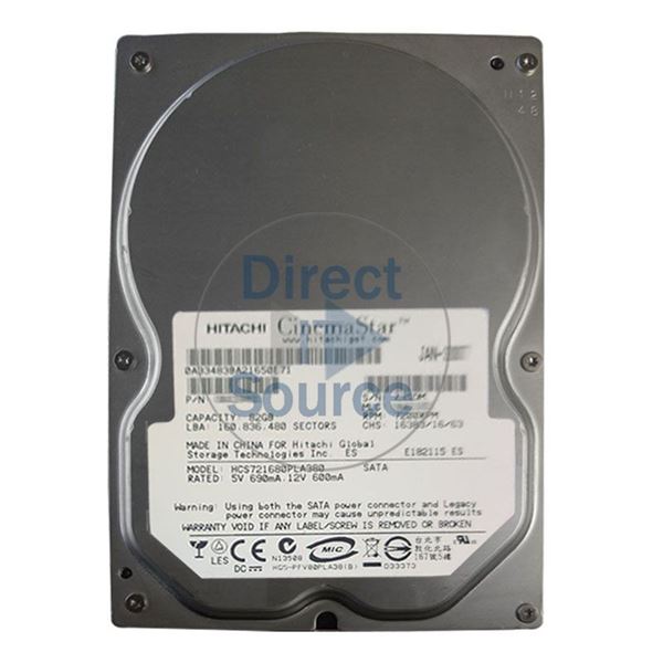 Hitachi HCS721680PLA380 - 80GB 7.2K SATA 3.0Gbps 3.5Inch 8MB Cache Hard Drive