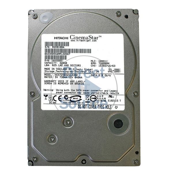 Hitachi HCS725032VLA380 - 320GB 7.2K SATA 3.0Gbps 3.5Inch 8MB Cache Hard Drive