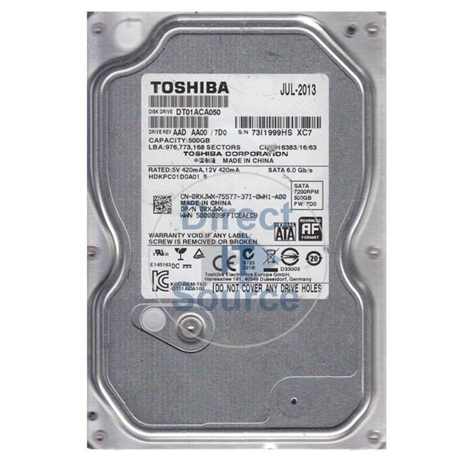 Dell HDKPC01D0A01 - 500GB SATA 3.5" Hard Drive