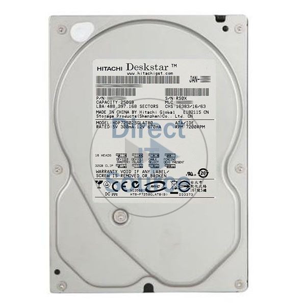 Hitachi HDP725025GLAT80 - 250GB 7.2K IDE 3.5Inch 8MB Cache Hard Drive