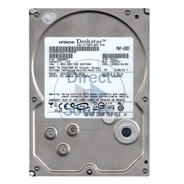 Hitachi HDS721010KLA330 - 1TB 7.2K SATA 3.0Gbps 3.5Inch 32MB Cache Hard Drive