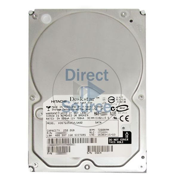 Hitachi HDS722525VLSA80 - 250GB 7.2K SATA 1.5Gbps 3.5Inch 8MB Cache Hard Drive