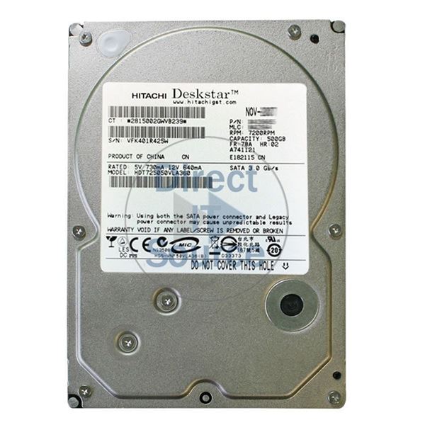 Hitachi HDT725050VLA360 - 500GB 7.2K SATA 3.0Gbps 3.5Inch 16MB Cache Hard Drive