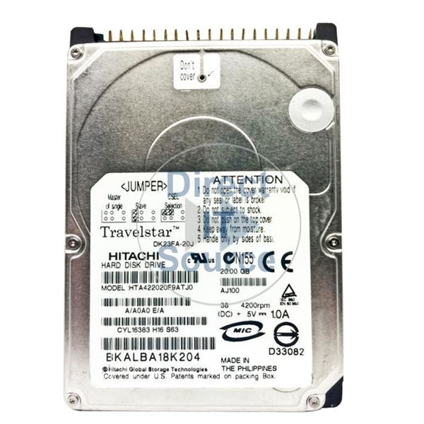 Hitachi HTA422020F9ATJ0 - 20GB 4.2K IDE 2.5" 8MB Cache Hard Drive