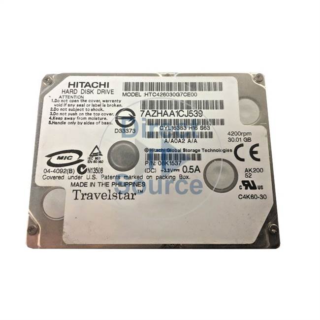 Hitachi HTC426030G7CE00 - Travelstar 30GB 4200RPM ATA-100 Internal 1.8Inch Buffer 2MB Hard Drive