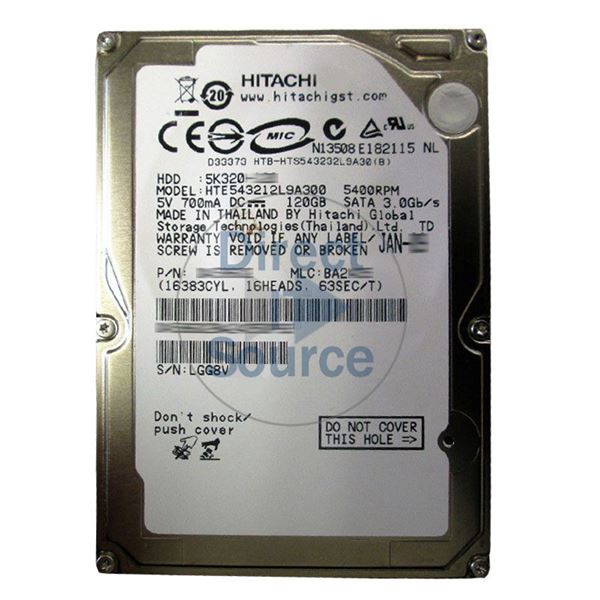 Hitachi HTE543212L9A300 - 120GB 5.4K SATA 3.0Gbps 2.5Inch 8MB Cache Hard Drive