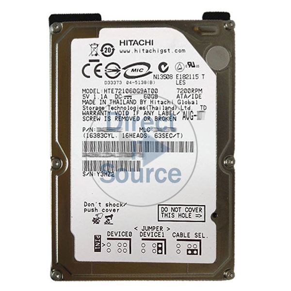 Hitachi HTE721060G9AT00 - 60GB 7.2K IDE 2.5Inch 8MB Cache Hard Drive