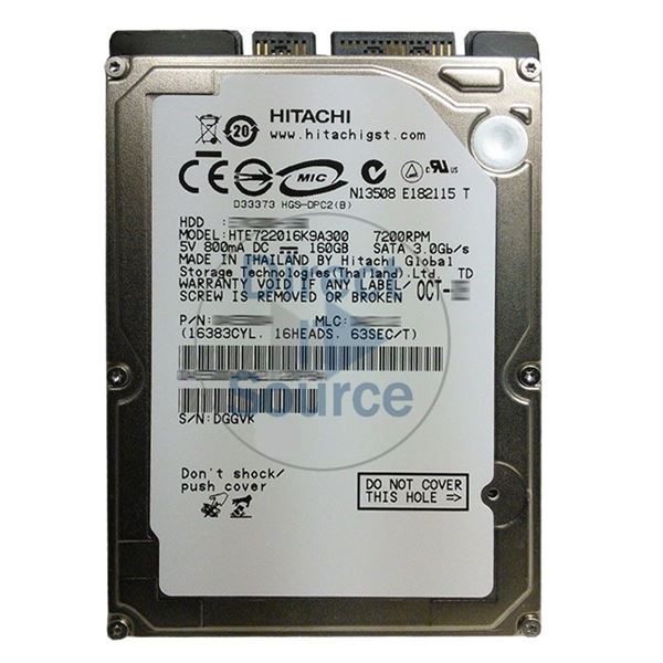 Hitachi HTE722016K9A300 - 160GB 7.2K SATA 3.0Gbps 2.5Inch 16MB Cache Hard Drive