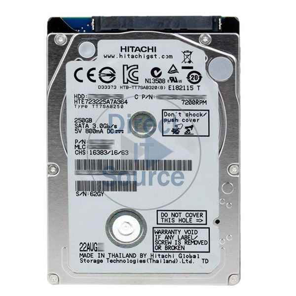 Hitachi HTE723225A7A364 - 250GB 7.2K SATA 3.0Gbps 2.5Inch 16MB Cache Hard Drive