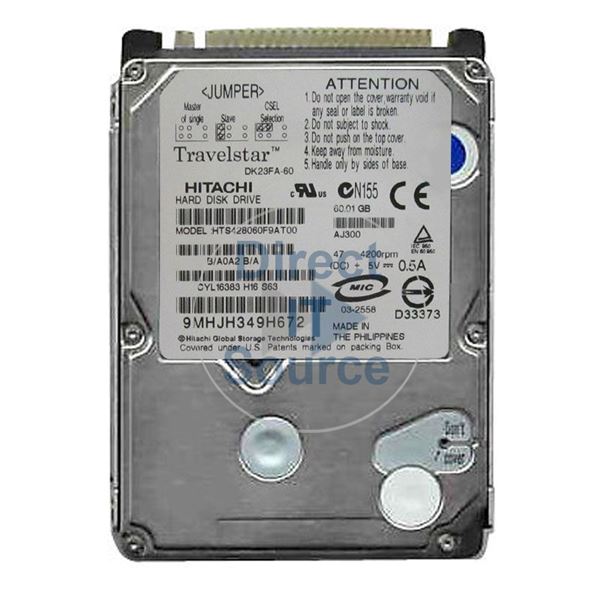 Hitachi HTS428060F9AT00 - 60.1GB 4.2K IDE 2.5" 8MB Cache Hard Drive