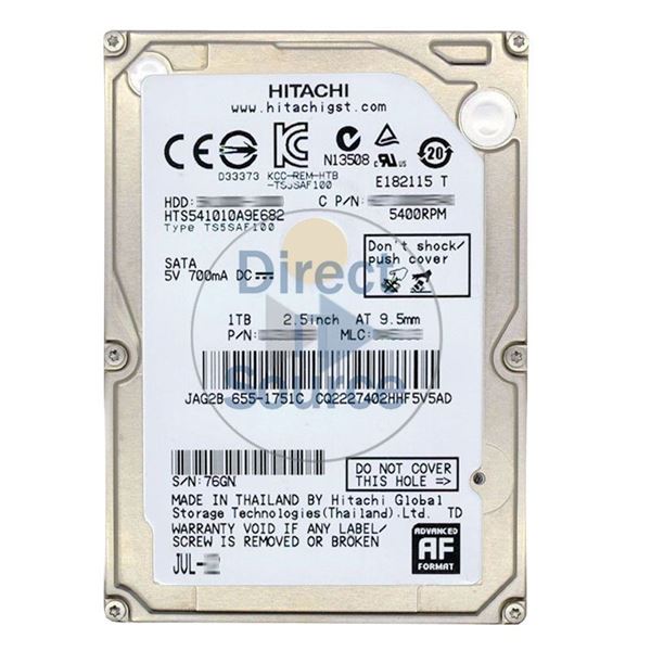 Hitachi HTS541010A9E682 - 1TB 5.4K SATA 2.5Inch Hard Drive