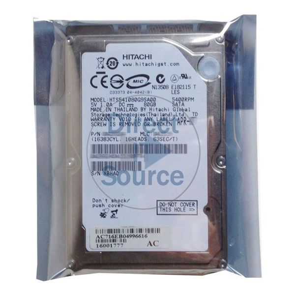 Hitachi HTS541080G9SA00 - 80GB 5.4K SATA 1.5Gbps 2.5Inch 8MB Cache Hard Drive