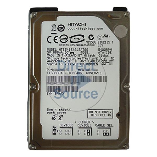 Hitachi HTS541640J9AT00 - 40GB 5.4K IDE 2.5Inch 8MB Cache Hard Drive