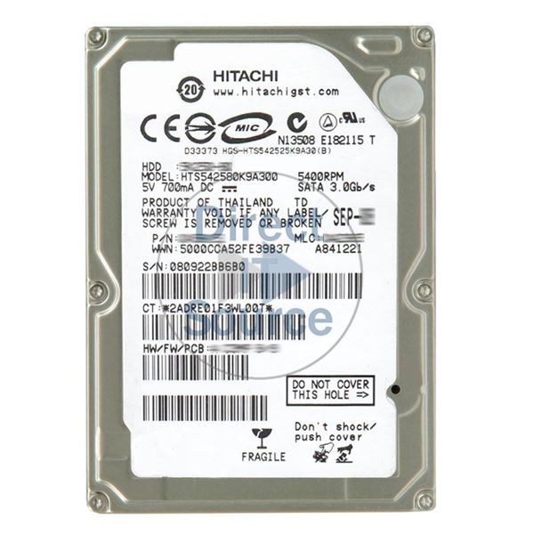 Hitachi HTS542580K9A300 - 80GB 5.4K SATA 3.0Gbps 2.5Inch 8MB Cache Hard Drive