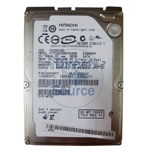 Hitachi HTS542580K9SA00 - 80GB 5.4K SATA 1.5Gbps 2.5Inch 8MB Cache Hard Drive