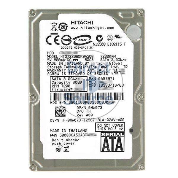 Dell HW073 - 80GB 7.2K SATA 2.5" 16MB Cache Hard Drive