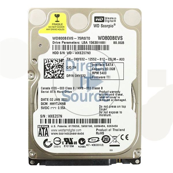 Dell HY632 - 80GB 5.4K SATA 2.5" Hard Drive