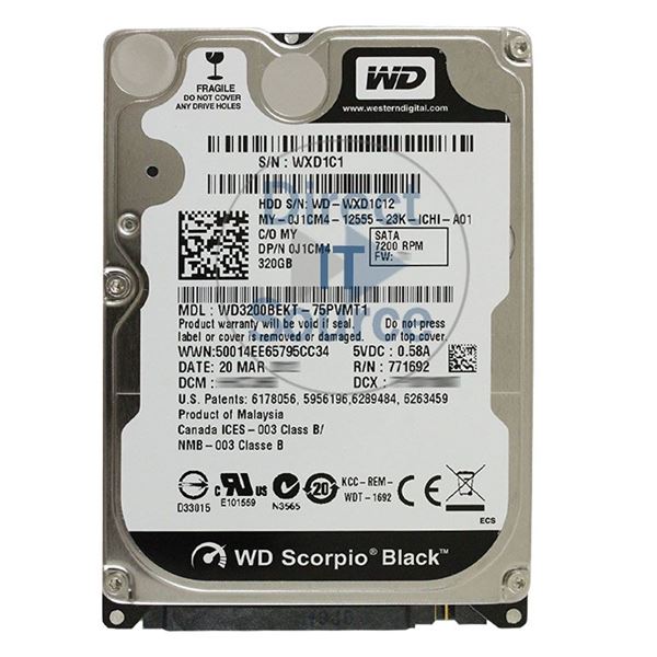 Dell J1CM4 - 320GB 7.2K SATA 2.5" Hard Drive