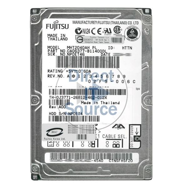 Dell J3771 - 40GB 5.4K IDE 2.5" Hard Drive
