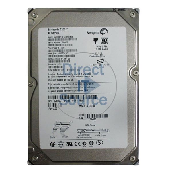 Dell JC407 - 40GB 7.2K SATA 3.5" Hard Drive