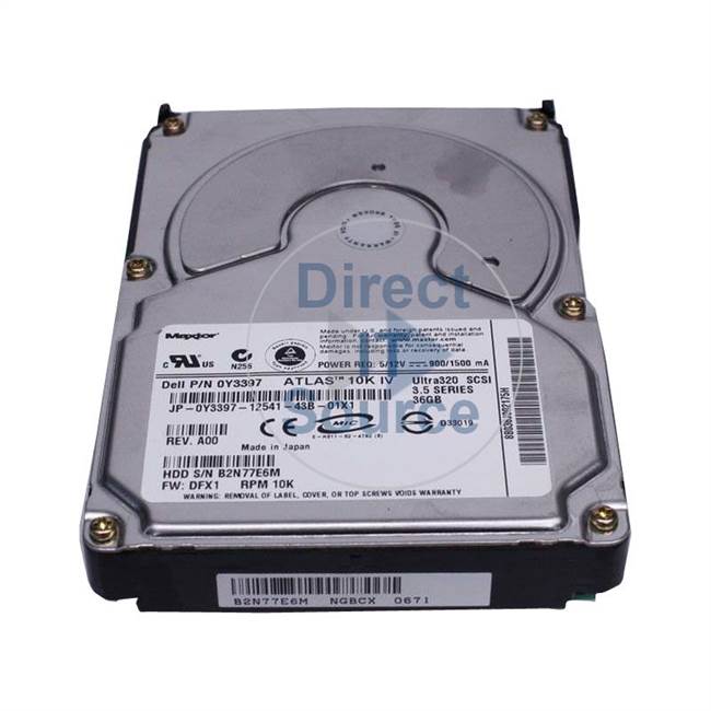 Dell JP-0Y3397 - 36GB 10000RPM 80PIN U320 SCSI 3.5Inch Hard Drive