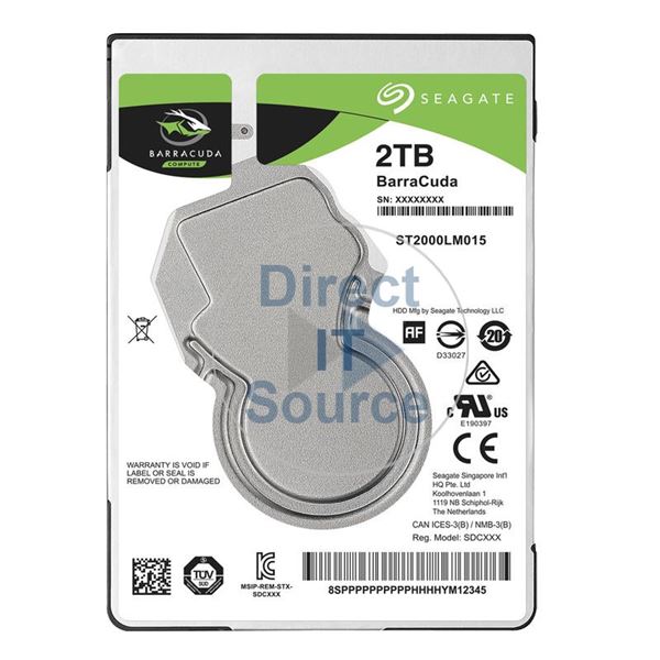 Seagate ST2000LM015 - 2TB 5.4K SATA 6.0Gbps 2.5" 128MB Cache Hard Drive