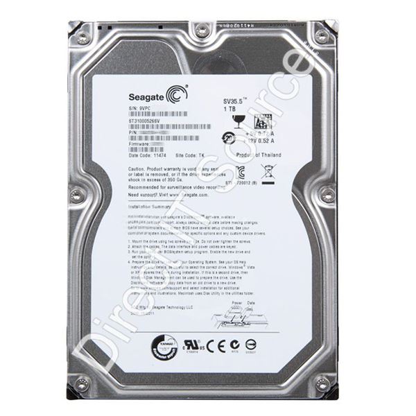 Seagate ST31000526SV - 1TB 7.2K SATA 6.0Gbps 3.5" 32MB Cache Hard Drive