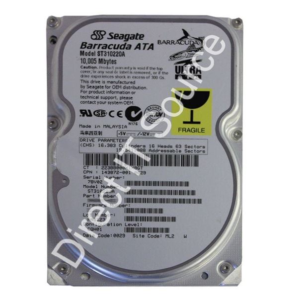 Seagate ST310220A - 10.20GB 7.2K Ultra-ATA/66 3.5" 512KB Cache Hard Drive