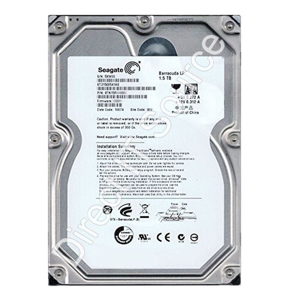 Seagate ST31500541AS - 1.5TB 5.9K SATA 3.0Gbps 3.5" 32MB Cache Hard Drive