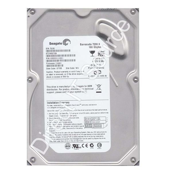 Seagate ST3160021A - 160GB 7.2K ATA/100 3.5" 2MB Cache Hard Drive