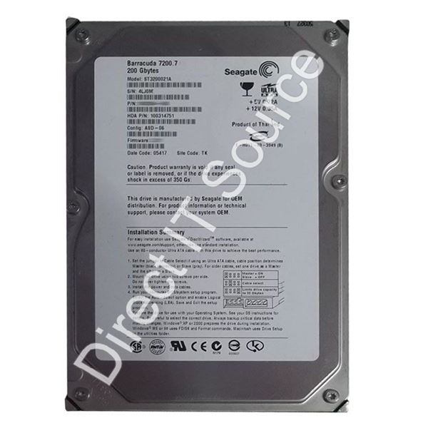 Seagate ST3200021A - 200GB 7.2K Ultra-ATA/100 3.5" 2MB Cache Hard Drive