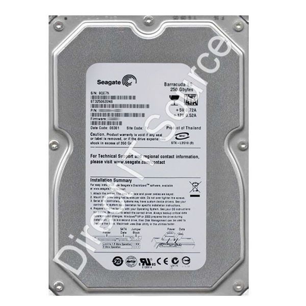 Seagate ST3250620NS - 250GB 7.2K SATA 3.0Gbps 3.5" 16MB Cache Hard Drive