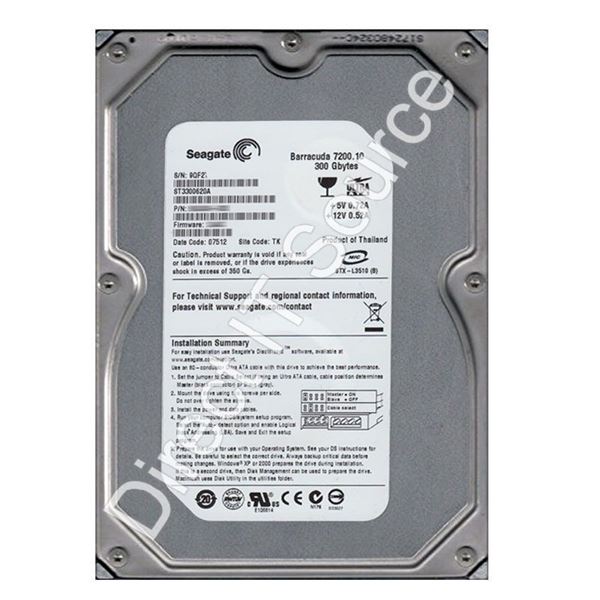 Seagate ST3300620A - 300GB 7.2K Ultra-ATA/100 3.5" 16MB Cache Hard Drive