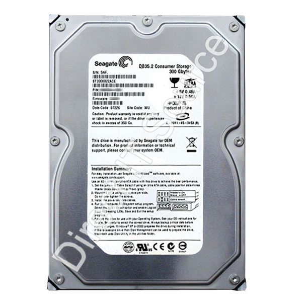 Seagate ST3300822ACE - 300GB 7.2K IDE ATA/100  3.5" 8MB Cache Hard Drive