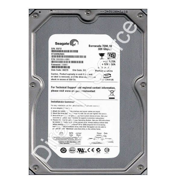 Seagate ST3320620AS - 320GB 7.2K SATA 3.0Gbps 3.5" 16MB Cache Hard Drive