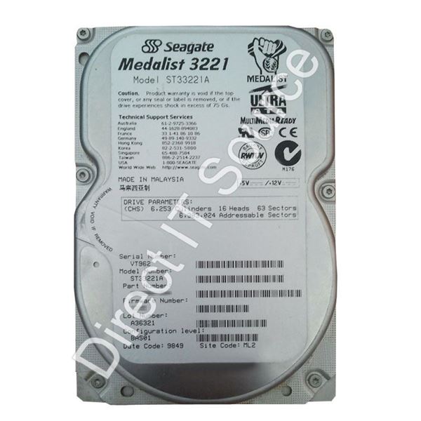 Seagate ST33221A - 3.2GB 5.4K Ultra-ATA/33 3.5" 128KB Cache Hard Drive