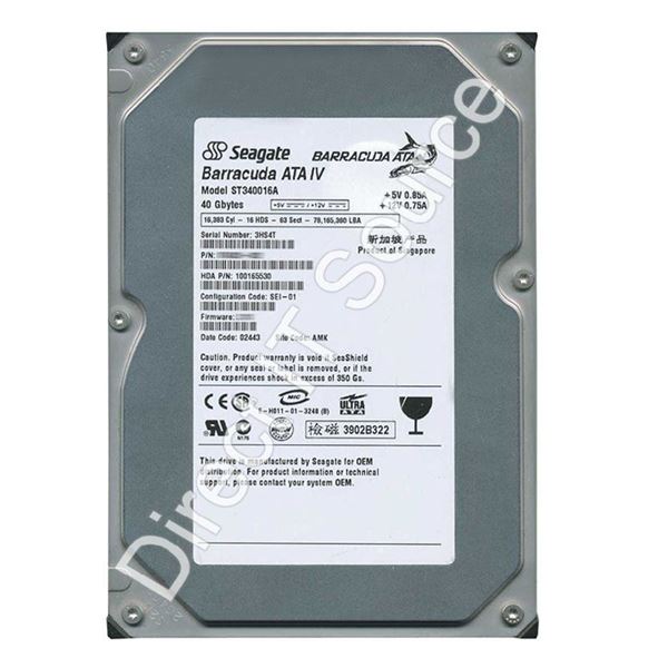 Seagate ST340016A - 40GB 7.2K Ultra-ATA/100 3.5" 2MB Cache Hard Drive