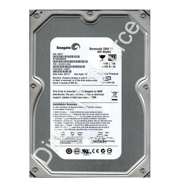 Seagate ST3400320AS - 400GB 7.2K SATA 3.0Gbps 3.5" 32MB Cache Hard Drive
