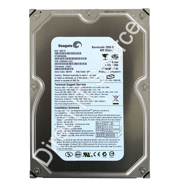 Seagate ST3400633A - 400GB 7.2K Ultra-ATA/100 3.5" 16MB Cache Hard Drive