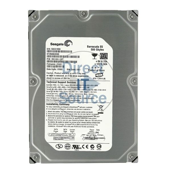 Seagate ST3500630NS - 500GB 7.2K SATA 3.0Gbps 3.5" 16MB Cache Hard Drive