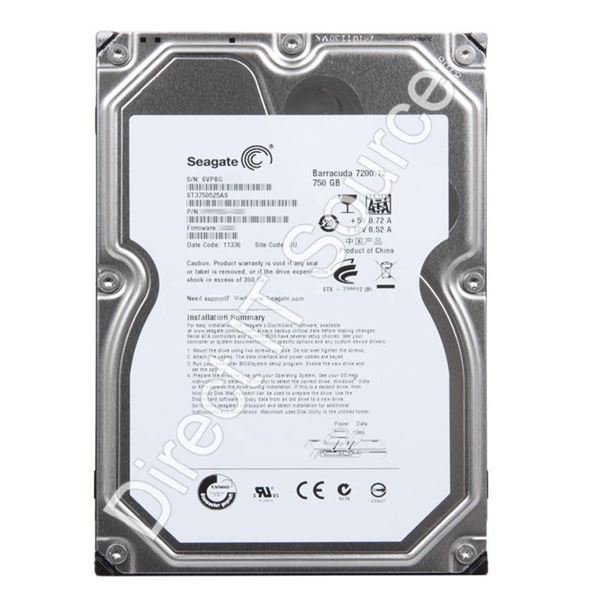 Seagate ST3750525AS - 750GB 7.2K SATA 6.0Gbps 3.5" 32MB Cache Hard Drive