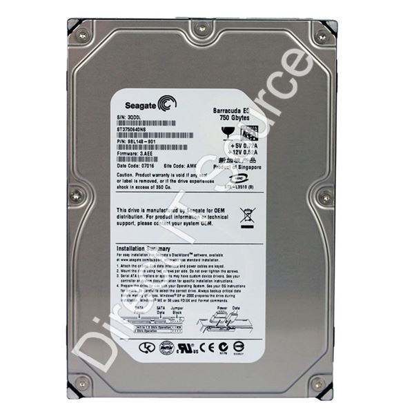 Seagate ST3750640NS - 750GB 7.2K SATA 3.0Gbps 3.5" 16MB Cache Hard Drive