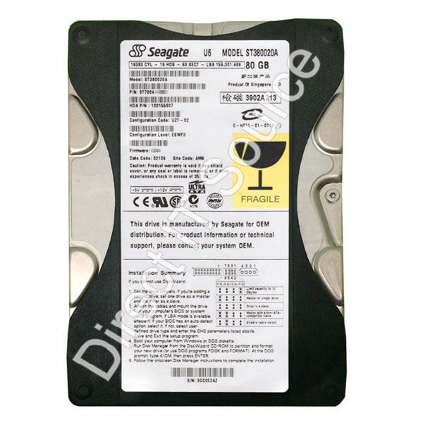 Seagate ST380020A - 80GB 5.4K Ultra-IDE ATA/100 3.5" 2MB Cache Hard Drive