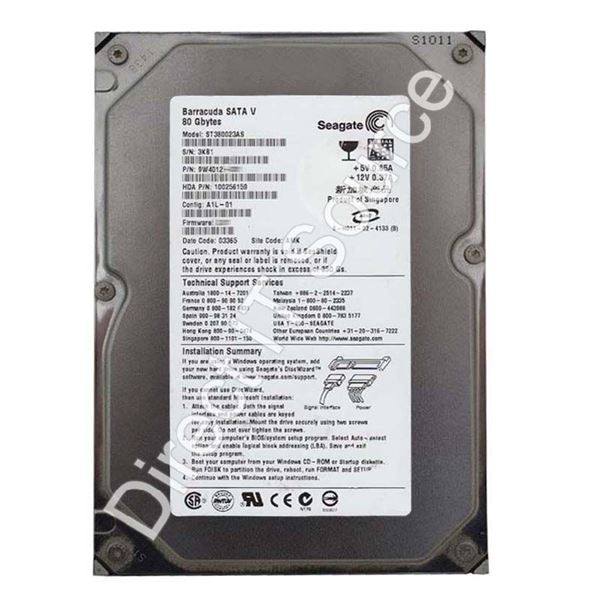 Seagate ST380023AS - 80GB 7.2K SATA 1.5Gbps 3.5" 8MB Cache Hard Drive