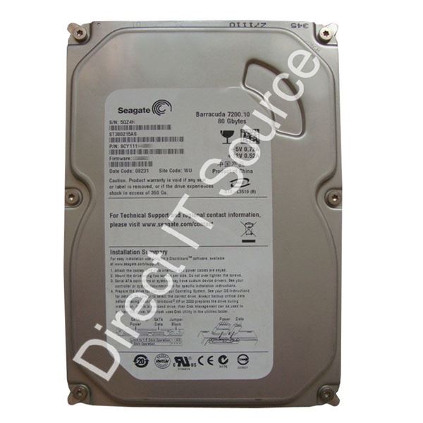 Seagate ST380215AS - 80GB 7.2K SATA 3.0Gbps 3.5" 2MB Cache Hard Drive
