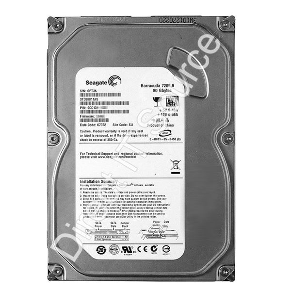 Seagate ST380811AS - 80GB 7.2K SATA 3.0Gbps 3.5" 8MB Cache Hard Drive