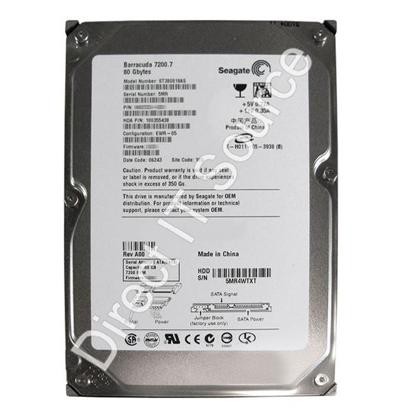 Seagate ST380819AS - 80GB 7.2K SATA 3.5" 8MB Cache Hard Drive